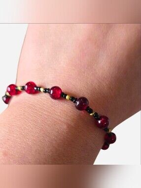 Handmade Red Beaded Stretch Bracelet Minimalist | Y2K | Stackable